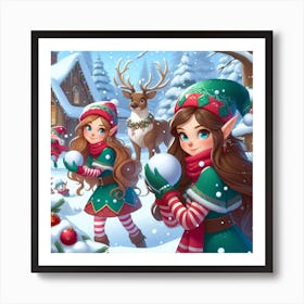 Christmas Elves Art Print