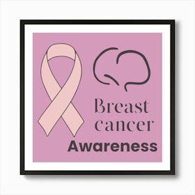 Women Breast Cancer Awareness background with brassiere Calligraphy in Pink Ribbon international symbol for month October suitable for clipart and poster and wall art 4 Art Print