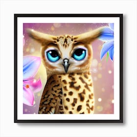 Owl With Blue Eyes 17 Art Print