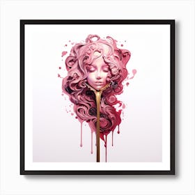 Pink Haired Girl 4 Art Print