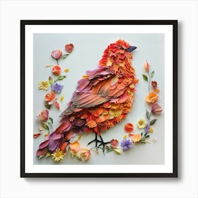 Bird Made Of Flowers Art Print