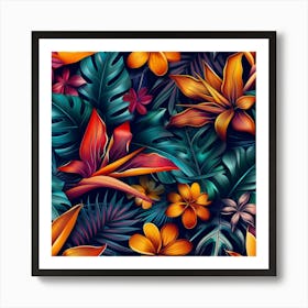 Tropical Flowers Seamless Pattern 1 Art Print