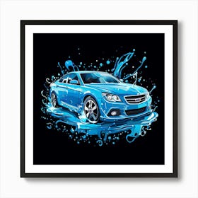 Logo Vector Car Wash Clean Soap Bubbles Water Splash Detailing Automotive Foam Service (7) Art Print