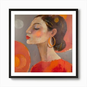 Woman In Orange Art Print