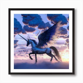 Unicorn At Sunset Art Print