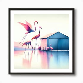 Flamingos Art Print