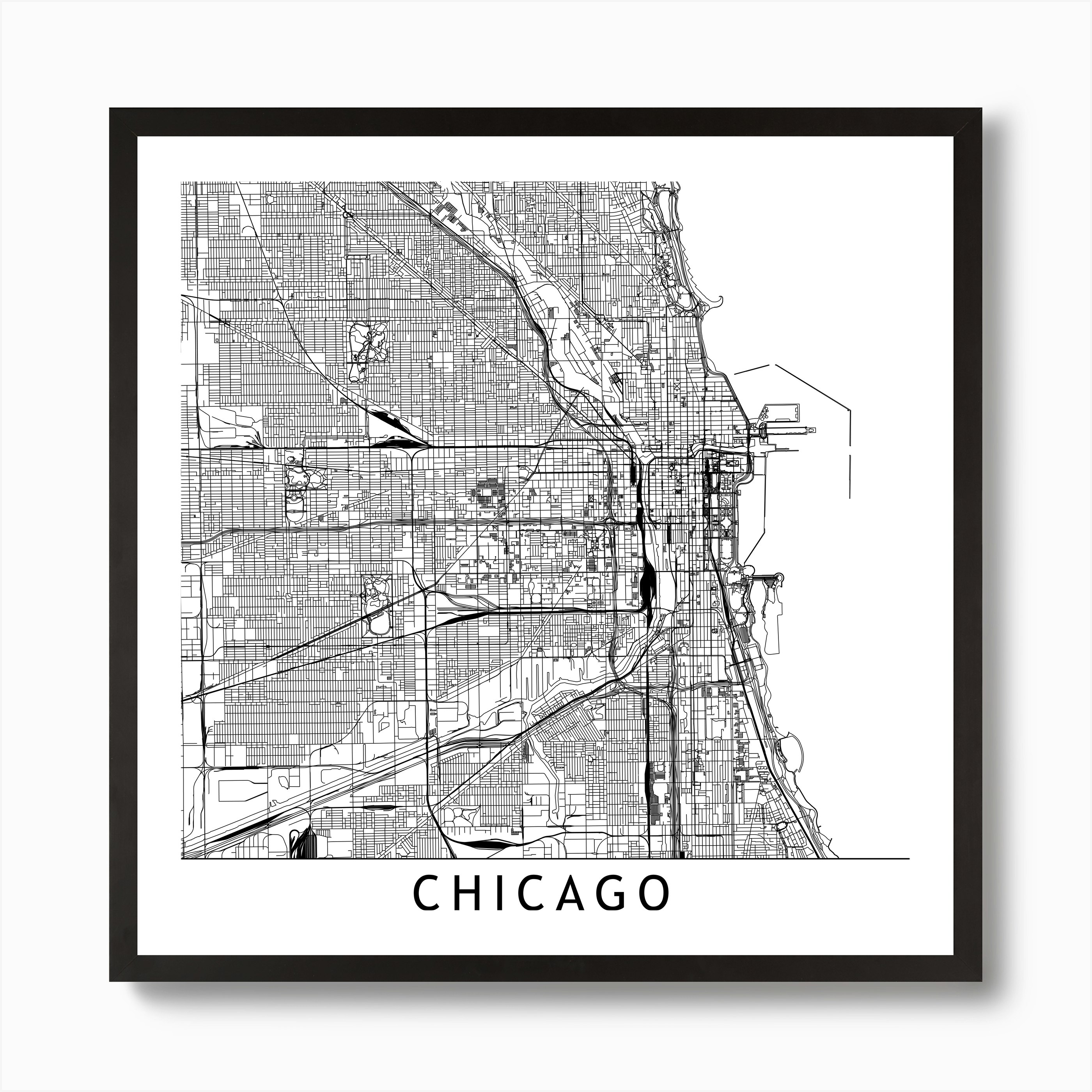 Chicago Map Art Print by multipliCITY Fy