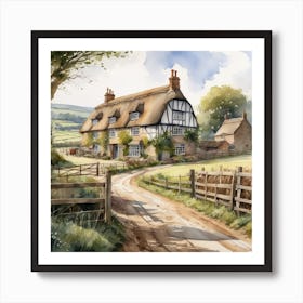 View Of Farm In England Watercolor Trending On Artstation Sharp Focus Studio Photo Intricate De Art Print