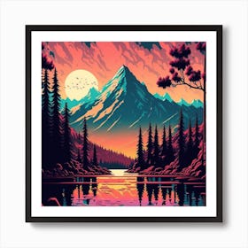 Sunset By The Lake Art Print