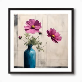 Cosmos free fall from vase Art Print