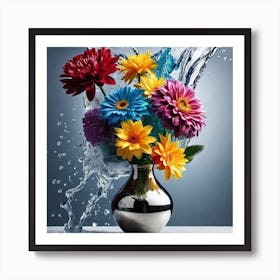 Water Splashing Flowers 10 Art Print