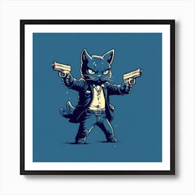 Cat With Guns 1 Art Print