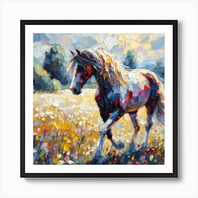 Horse nature Impressionism Art Print