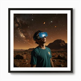 Vr Headset In Space Art Print