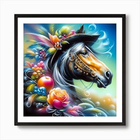 Horse With Flowers 1 Art Print