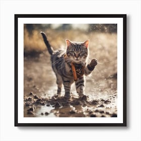 Cat In Mud Art Print