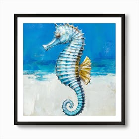 White Seahorse Light Blue Background Blue Sky Wh Art Print