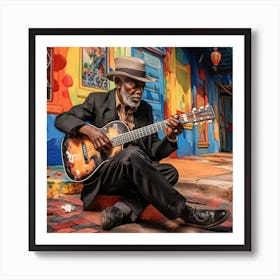 Old Man Playing Guitar 11 Art Print