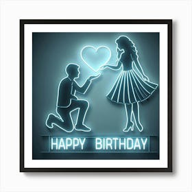 Happy Birthday Neon Sign Art Print