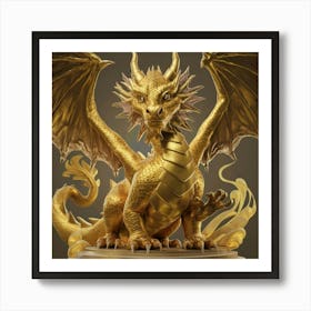 Golden Dragon Statue Art Print