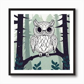 Owl In The Forest 103 Art Print