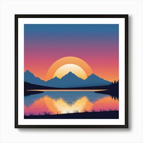 Sunset In The Mountains Art Print