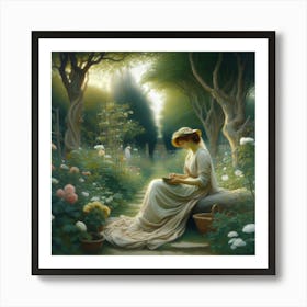 Lady In The Garden 1 Art Print