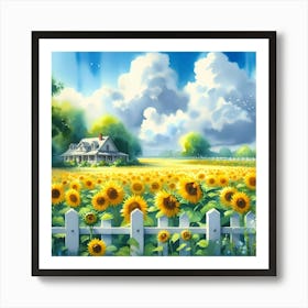 Sunflowers In The Field 3 Art Print