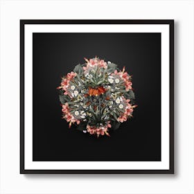 Vintage Fritillaries Flower Wreath on Wrought Iron Black n.1977 Art Print