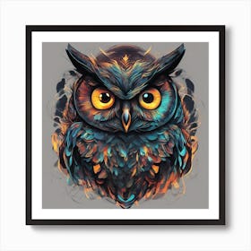 Mesmerizing Owl With Luminous Eyes On A Profound Black Background Art Print