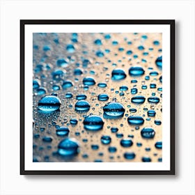 Blue Water Droplets 1 Art Print