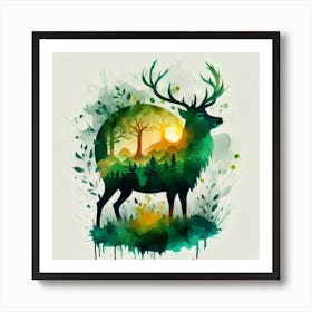 Deer In The Forest Art Print