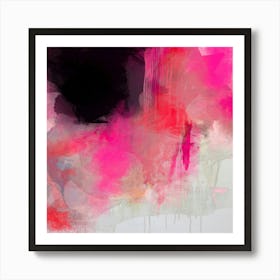 Bold Abstract Art, Vibrant Hot Pink, Red & Black Minimalist Print, Trending Contemporary Wall Art by Coltxwilde, Décor for Living Room & Bedroom 'Pink Cascade' Art Print