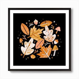 Crunchy Leaves Square Art Print