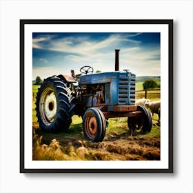 Old Tractor In A Field 1 Art Print