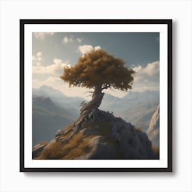 Tree On Top Of A Mountain 9 Art Print