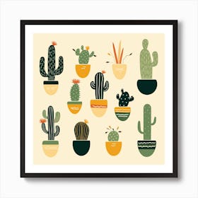 Cactus Set Art Print