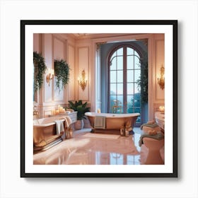 Default A Serene Bathroom Interior Illustration In Vibrant Dig 2 Art Print