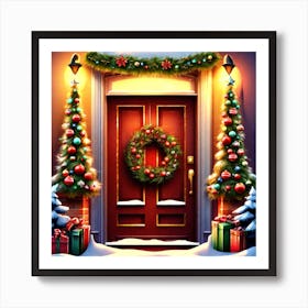 Christmas Decoration On Home Door (40) Art Print