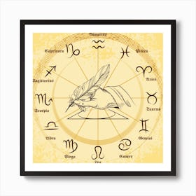 Celestial Sketches: Hand-Drawn Zodiac Icons Set Art Print