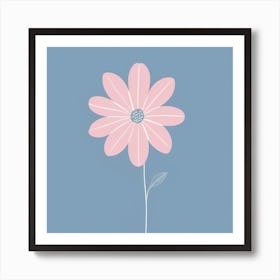 A White And Pink Flower In Minimalist Style Square Composition 224 Art Print