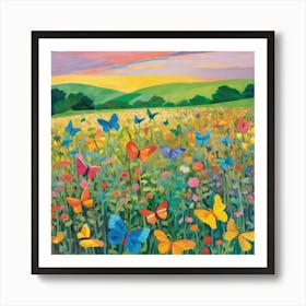 Butterflies in a Wildflower Meadow  Series.3 Art Print