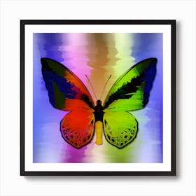 Techno Mechanical Butterfly Techno The Goliath Birdwing Ornithoptera Goliath Red Blue Green Poster