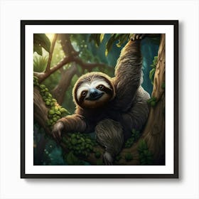 The tree hugging Sloth Art Print