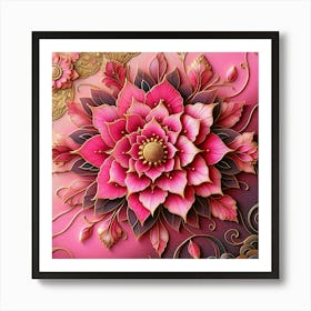 Pink Flower Painting 1 Art Print