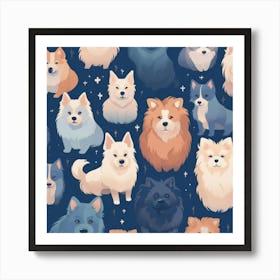 Seamless Pattern Of Dogs Art Print