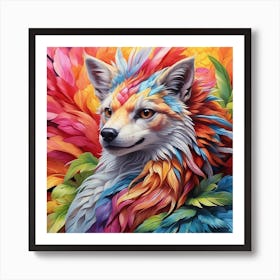 Portrait of a fox in multi colored Fauvism style. Art Print