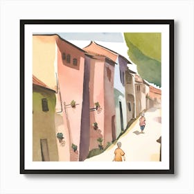 Watercolor Of A Street Art Print