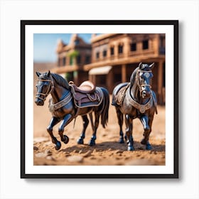 Two Horses In The Desert Art Print