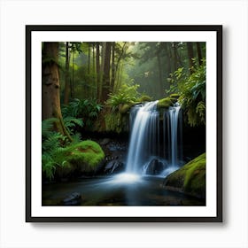 Waterfall In The Forest 2 Art Print